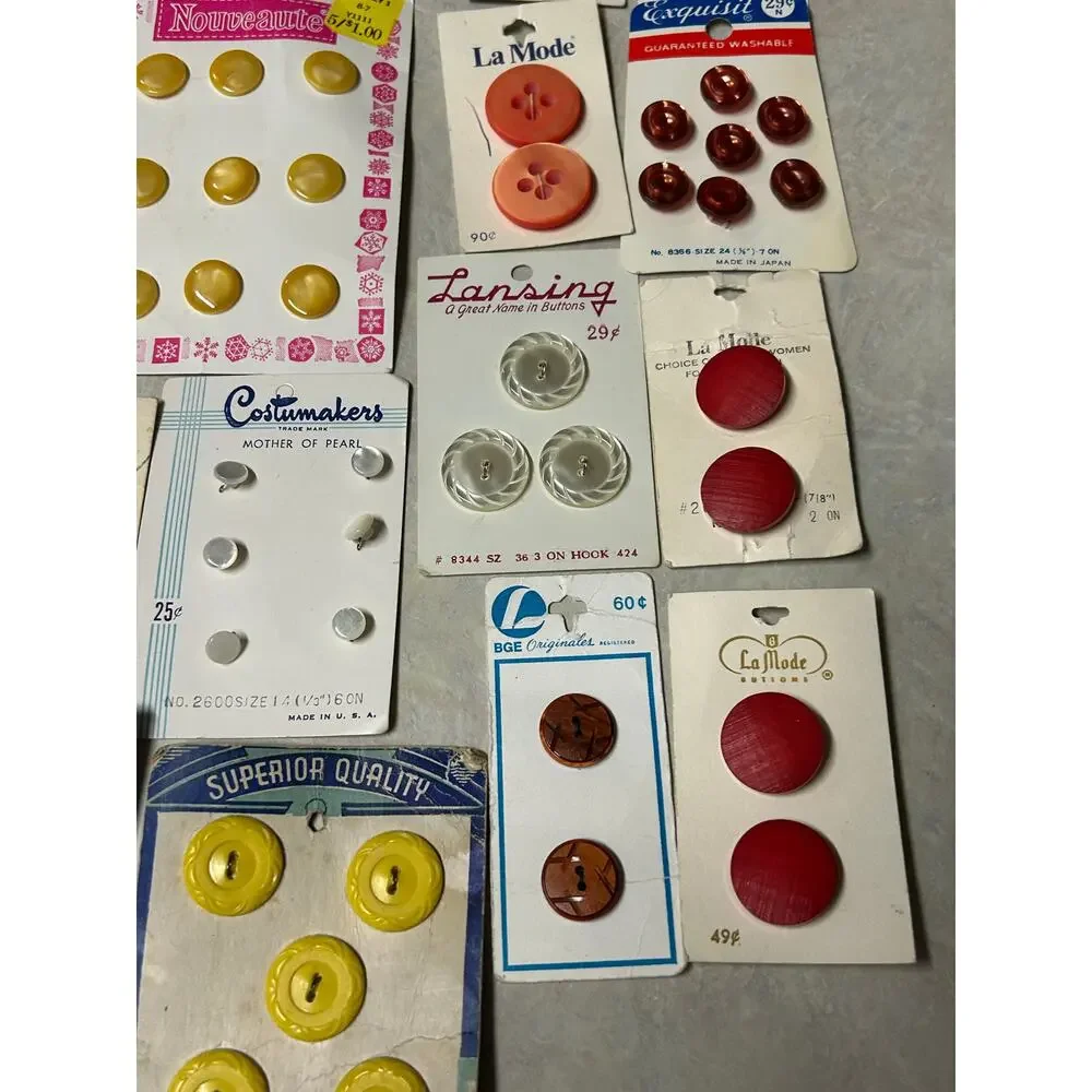 Vintage‎ Buttons Full Cards Assorted Shapes, Sizes, Styles and Brands NOS
